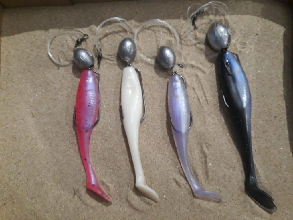 Paddle Tails Rigged on Nylon Aubrey Dagama Lures Online Fishing